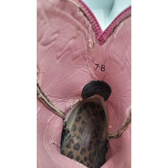 Ariat Western Boot Brown/Pink Camo Leather & Fabric Womens 7B - Picture 10 of 14